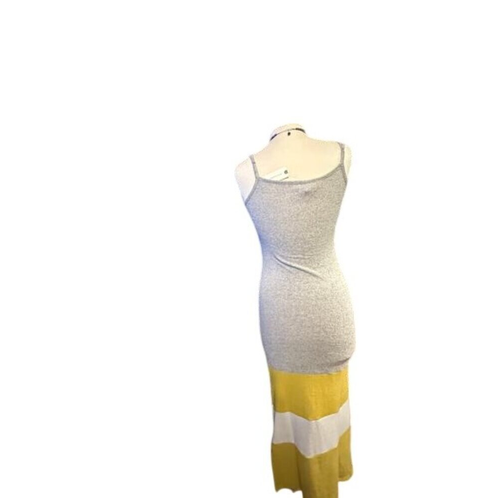 Anthropologie Sleeveless Midi Dress In Gray & Yellow Stripe Knit Size S - Picture 4 of 7